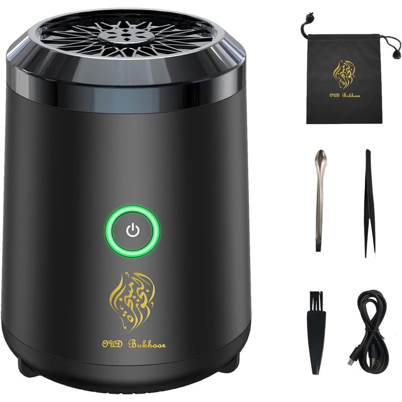 Oud Bukhoor Electric Incense Burner/Portable USB Rechargeable Arabic Bakhoor Burner for Home, Car & Office, Smokeless Aromatherapy Diffuser with Accessories - Image 1